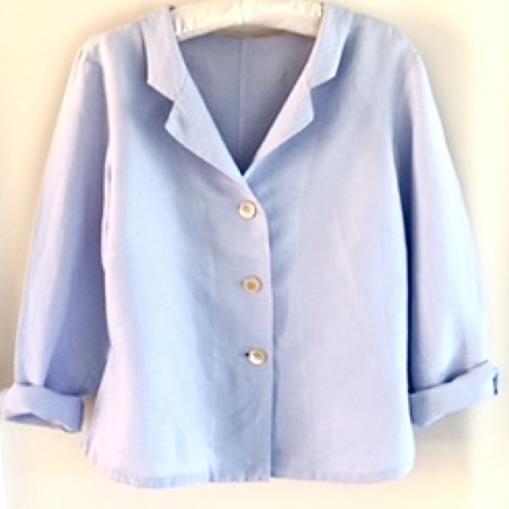 CMC Relaxed Fit Blue Cotton Blazer Women’s Jacket